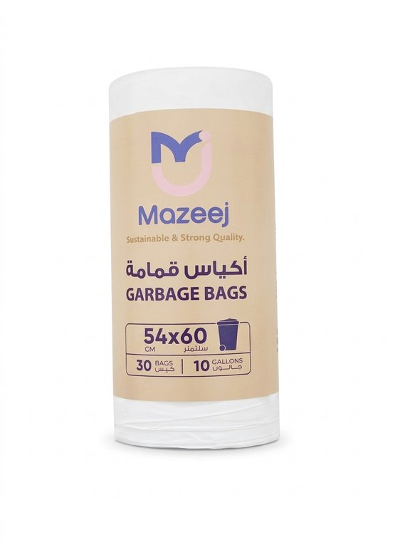 Mazeej Roll Garbage Bag White- 54x60cm (10Gallons)