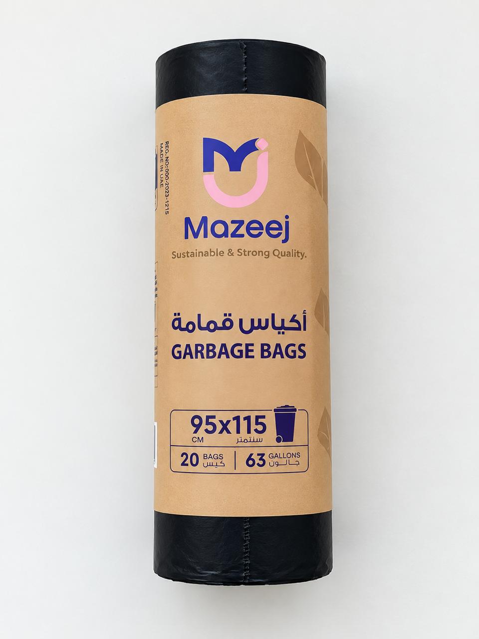 Mazeej Roll Garbage Bag Black - 95x115 (63Gallons)